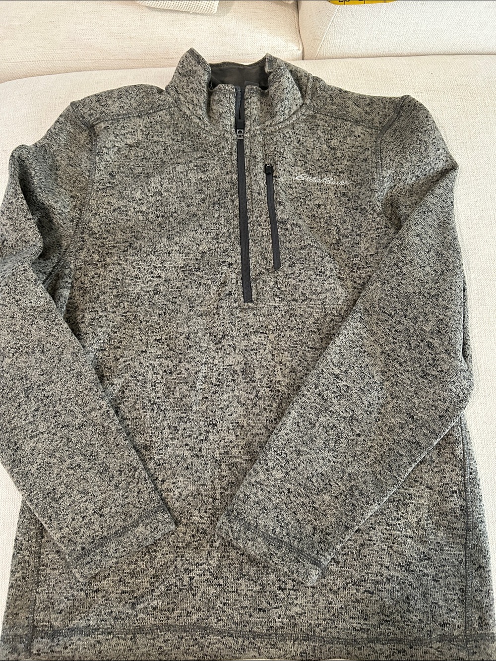 EDDIE BAUER Mens Convector 1/2 Zip Sweater Charcoal Heather- Medium, NEW - Picture 2 of 9